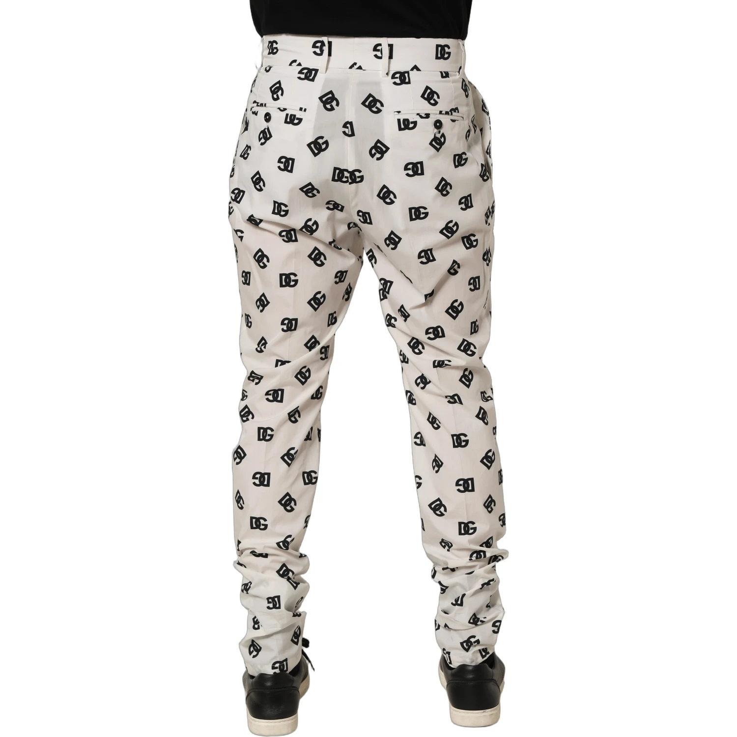 White Logo Skinny Leg Dress Men Trouser Pants