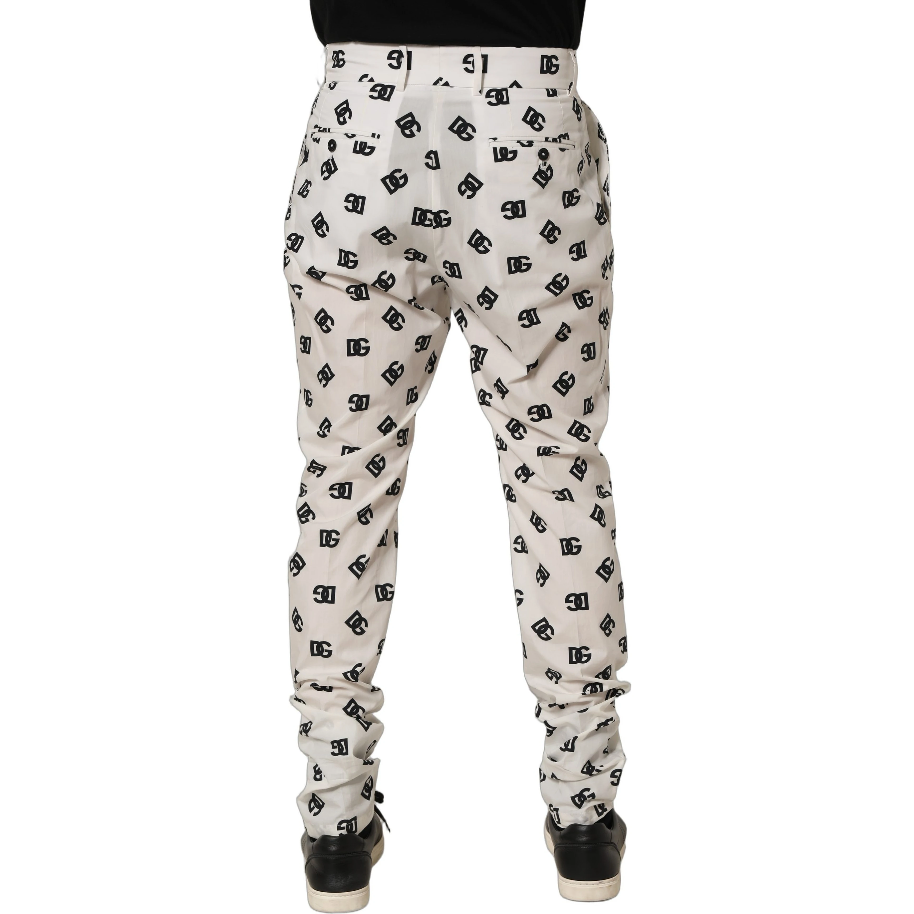 White Logo Skinny Leg Dress Men Trouser Pants