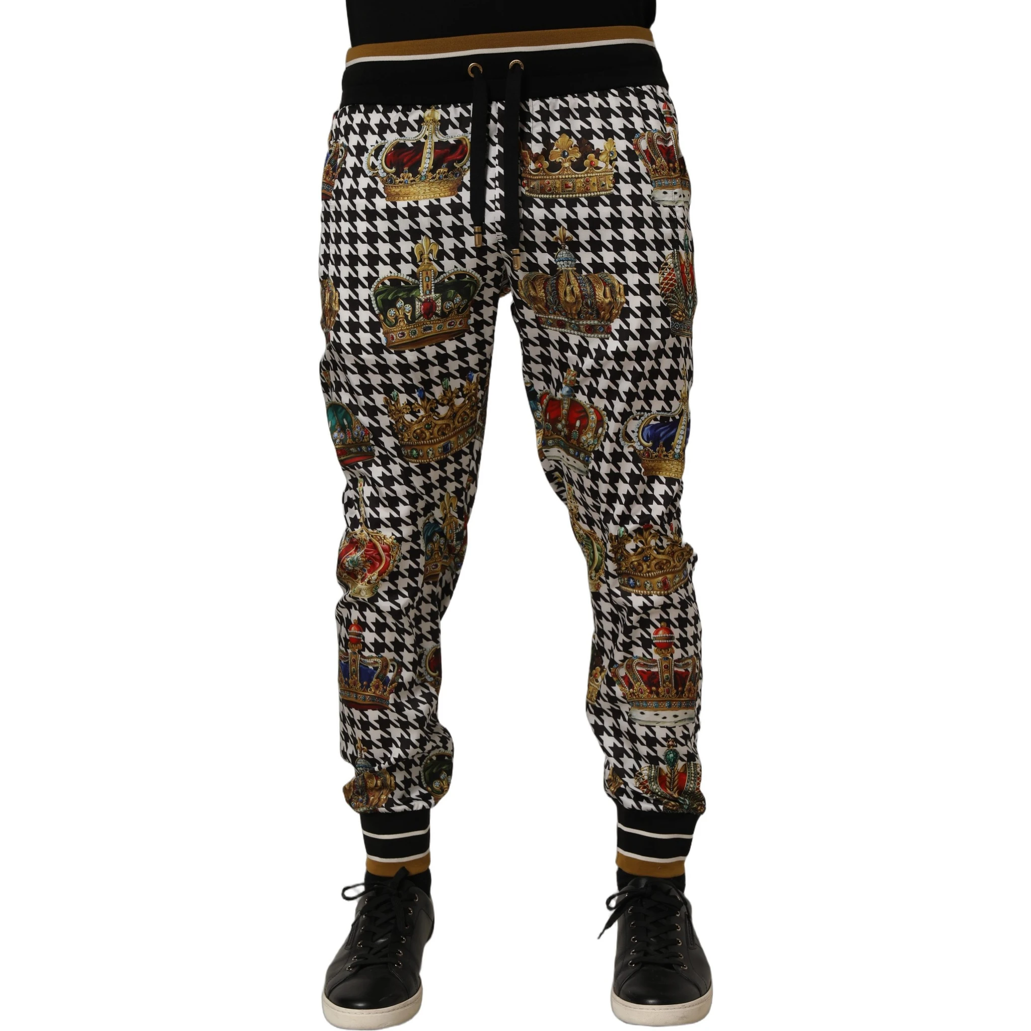 Multicolor Houndstooth Crown Men Sweatpants Pants