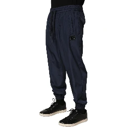 Dark Blue Polyester Jogger Sweatpants Pants