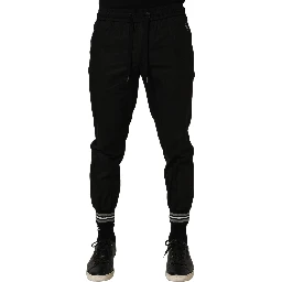 Black Cotton Mid Waist Jogger Sweatpants Pants