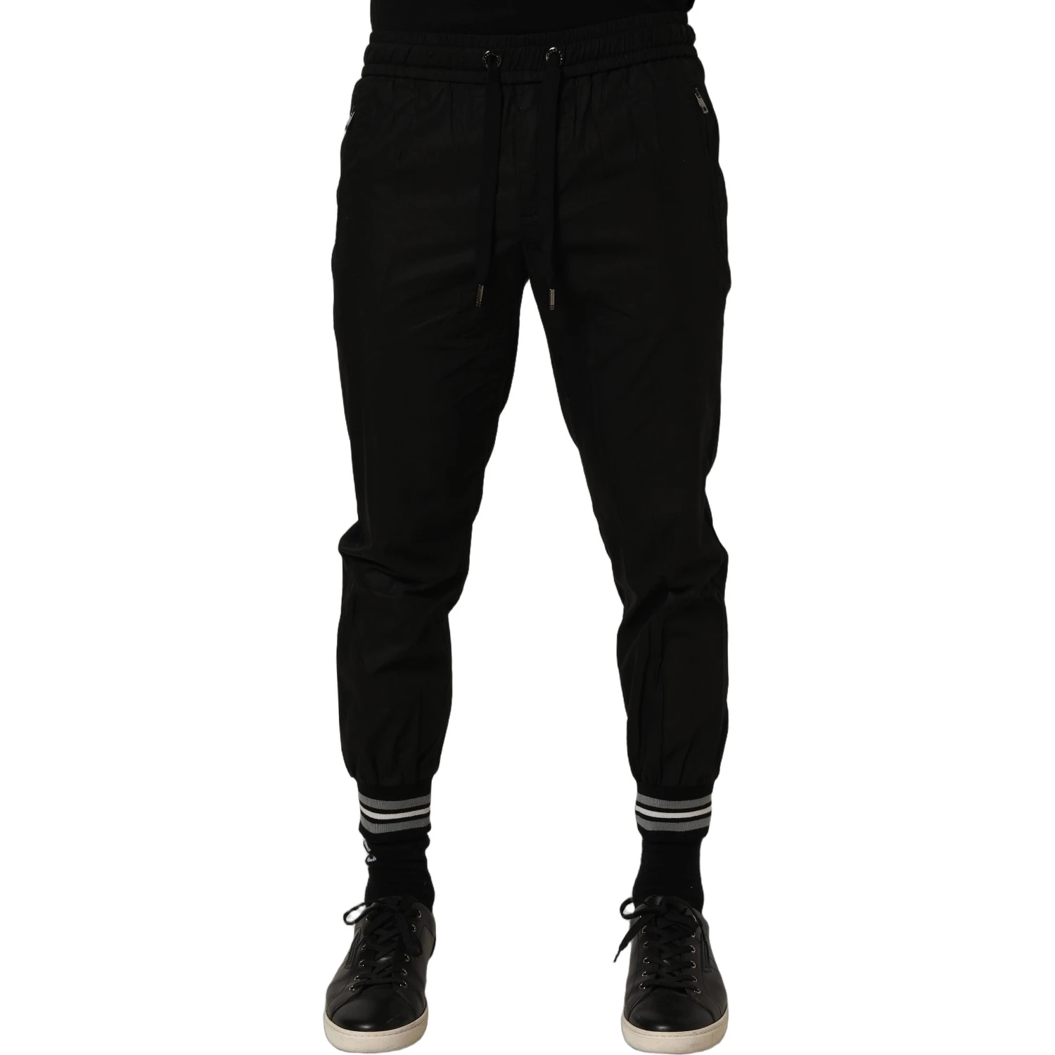 Black Cotton Mid Waist Jogger Sweatpants Pants