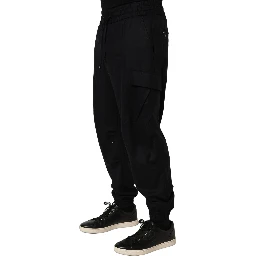 Black Mid Waist Cargo Jogger Sweatpants Pants