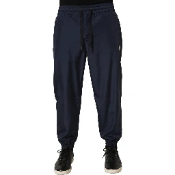 Dark Blue Polyester Jogger Sweatpants Pants