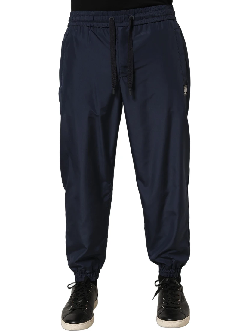Dark Blue Polyester Jogger Sweatpants Pants