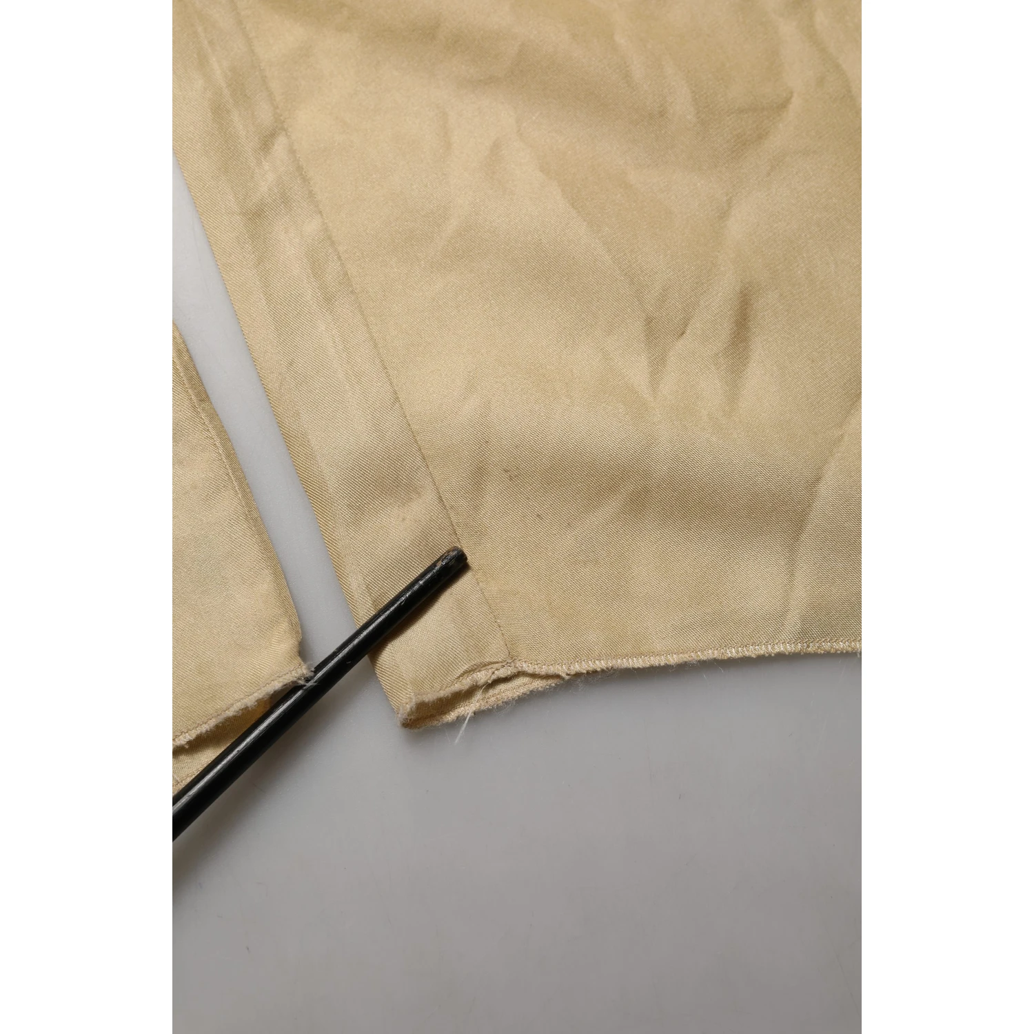 Yellow Straight Silk Mid Waist Chino Trouser Pants