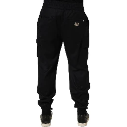 Black Mid Waist Cargo Jogger Sweatpants Pants