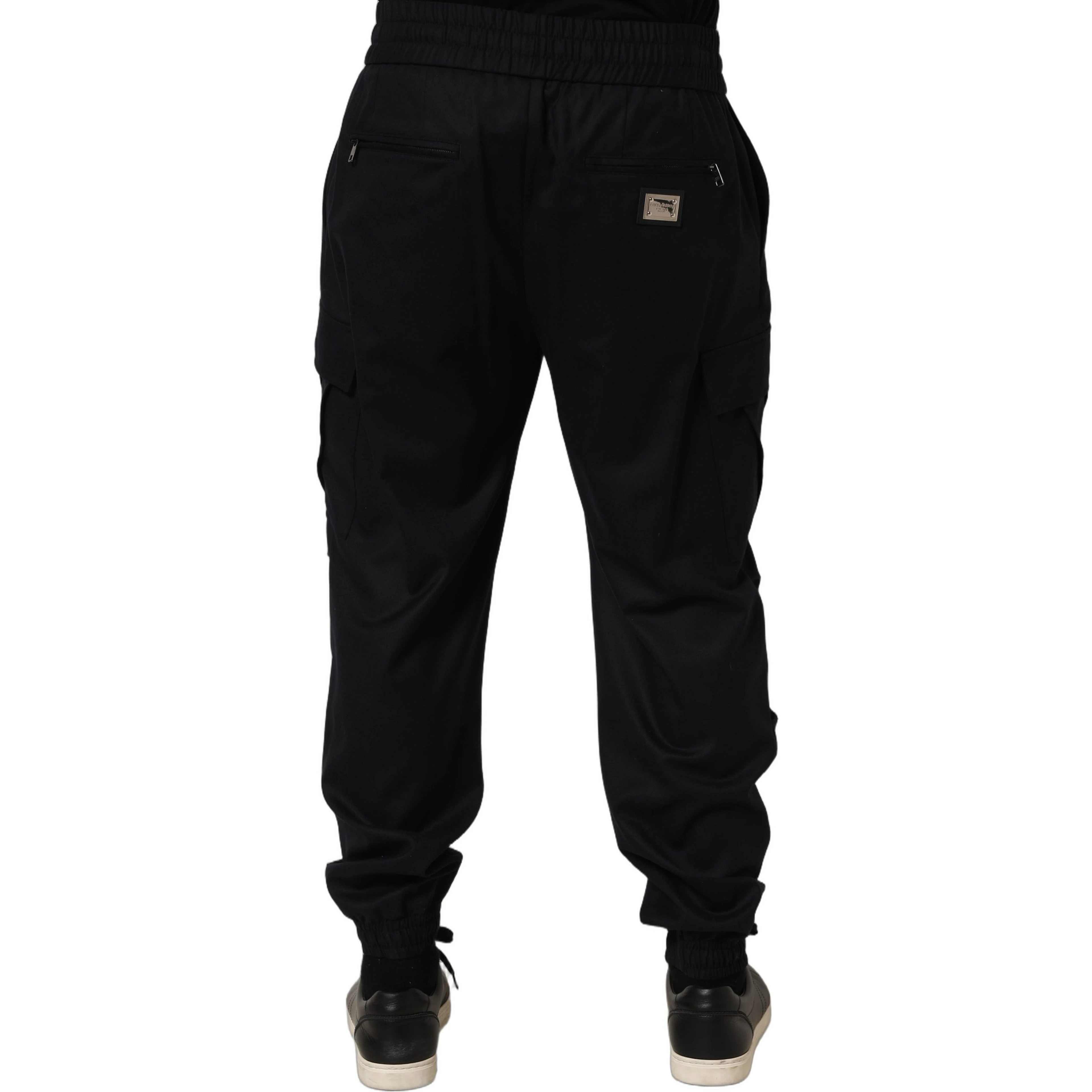 Black Mid Waist Cargo Jogger Sweatpants Pants