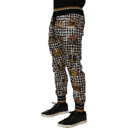 Multicolor Houndstooth Crown Men Sweatpants Pants