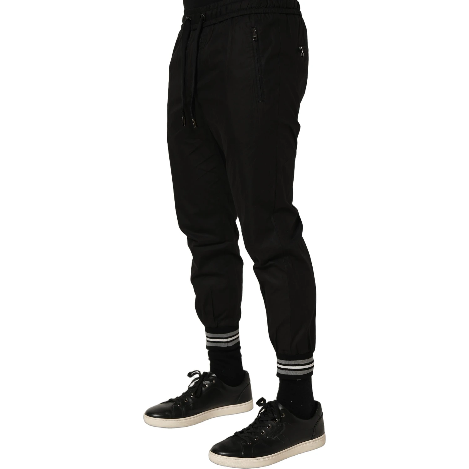 Black Cotton Mid Waist Jogger Sweatpants Pants