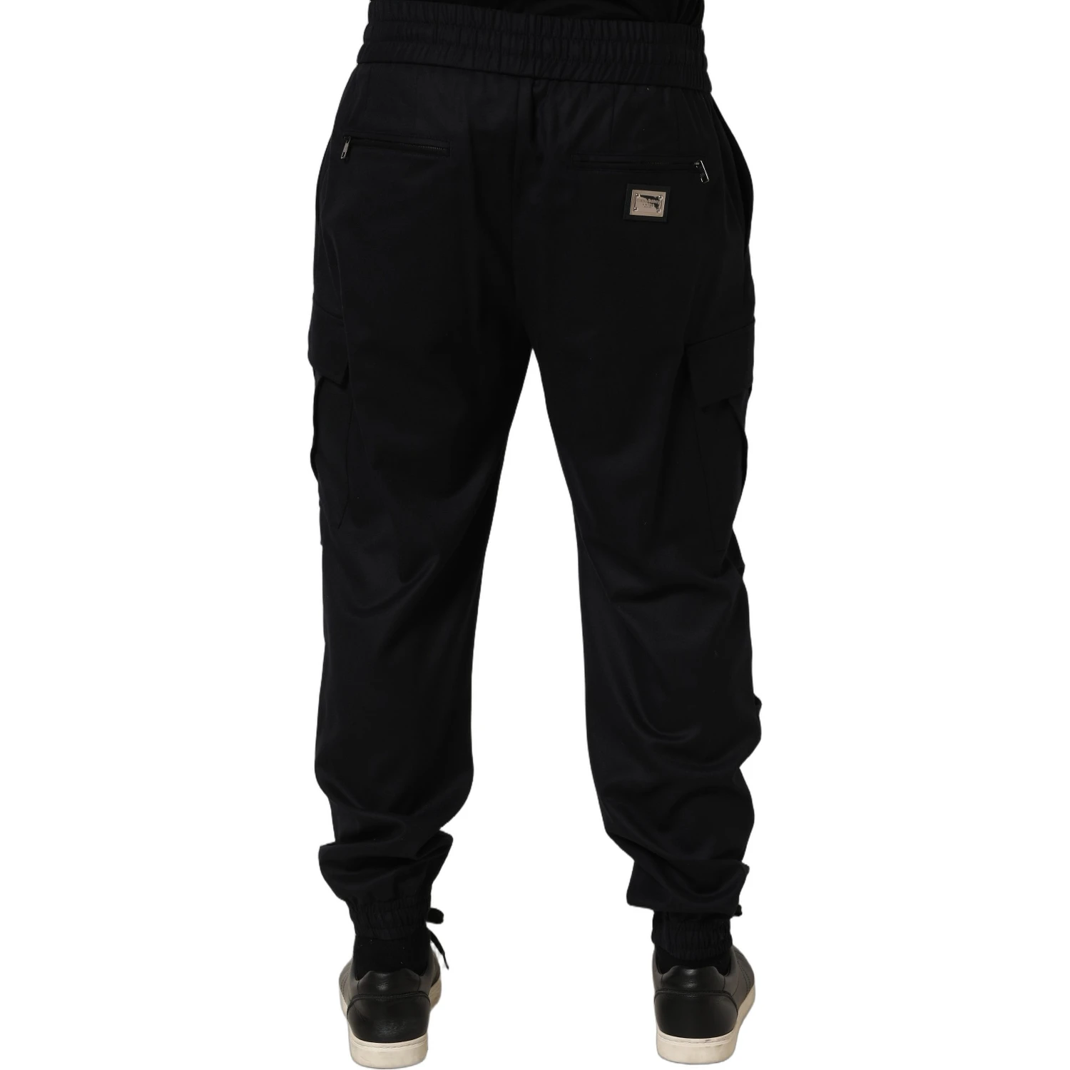 Black Mid Waist Cargo Jogger Sweatpants Pants