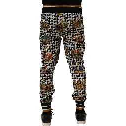 Multicolor Houndstooth Crown Men Sweatpants Pants