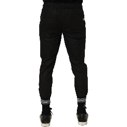 Black Cotton Mid Waist Jogger Sweatpants Pants