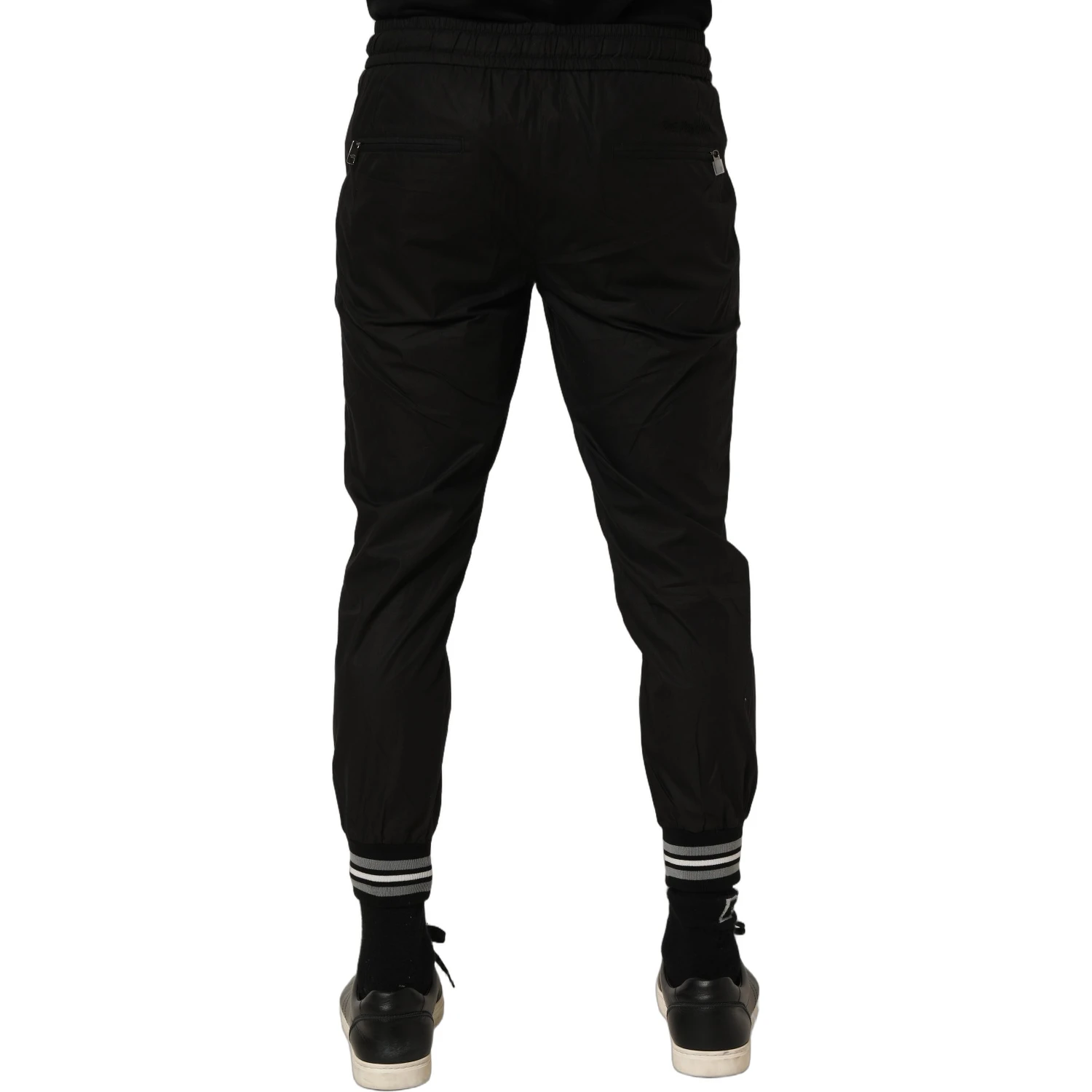 Black Cotton Mid Waist Jogger Sweatpants Pants