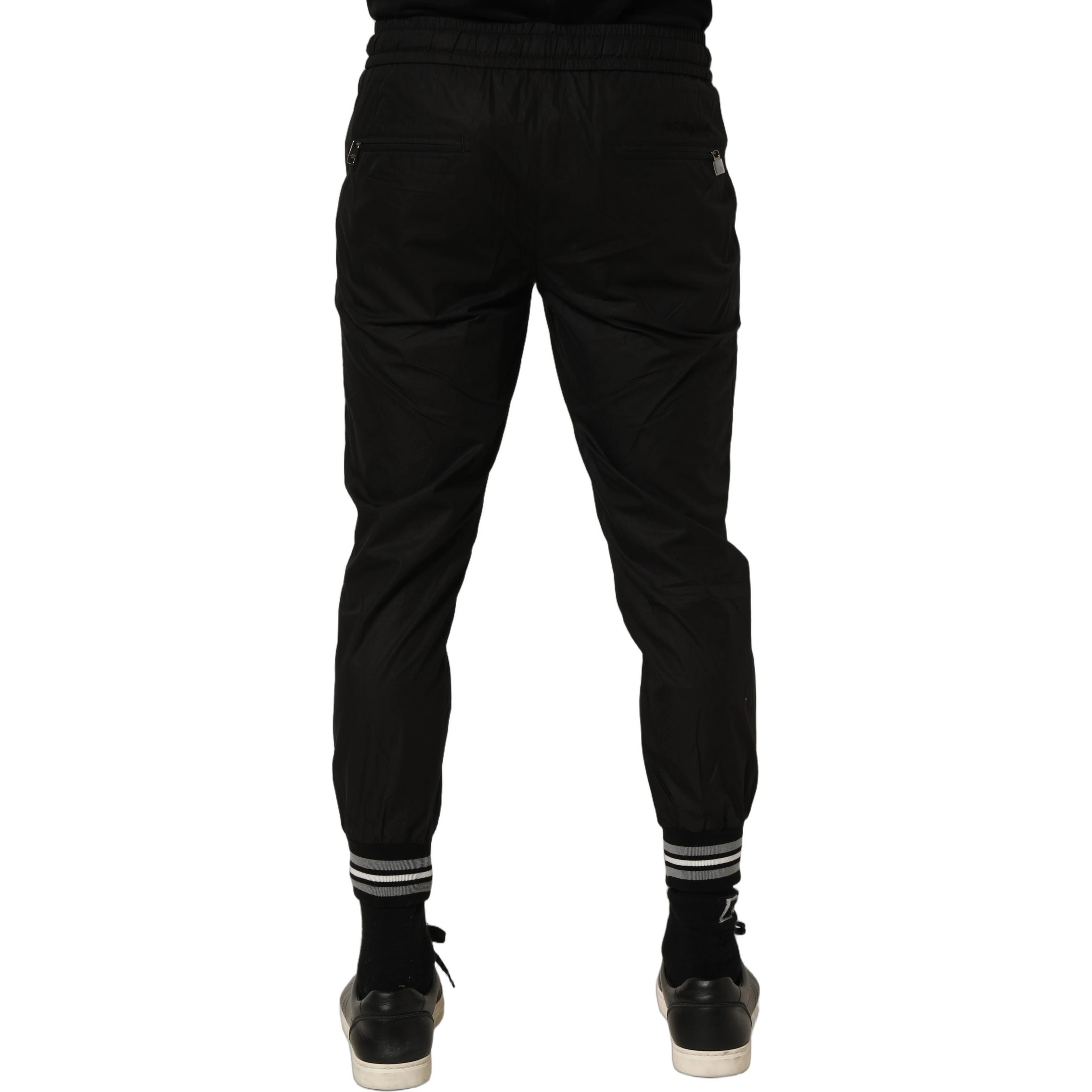Black Cotton Mid Waist Jogger Sweatpants Pants
