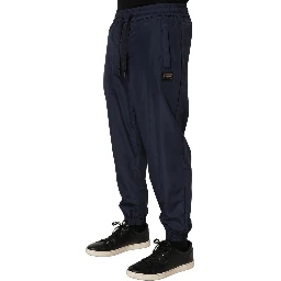 Dark Blue Polyester Jogger Sweatpants Pants