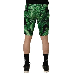 Black Green Banana Leaf Men Bermuda Shorts