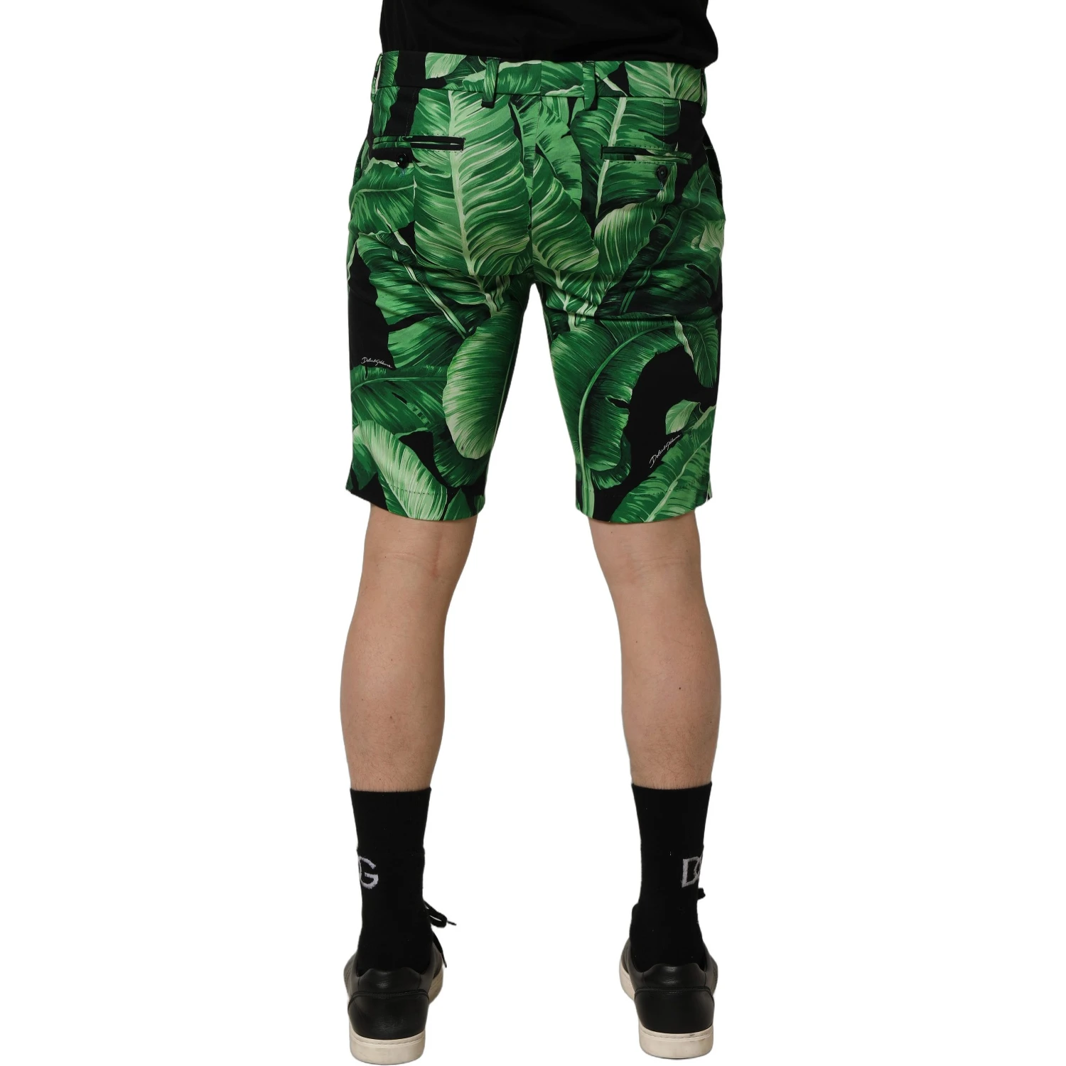 Black Green Banana Leaf Men Bermuda Shorts