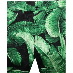 Black Green Banana Leaf Men Bermuda Shorts
