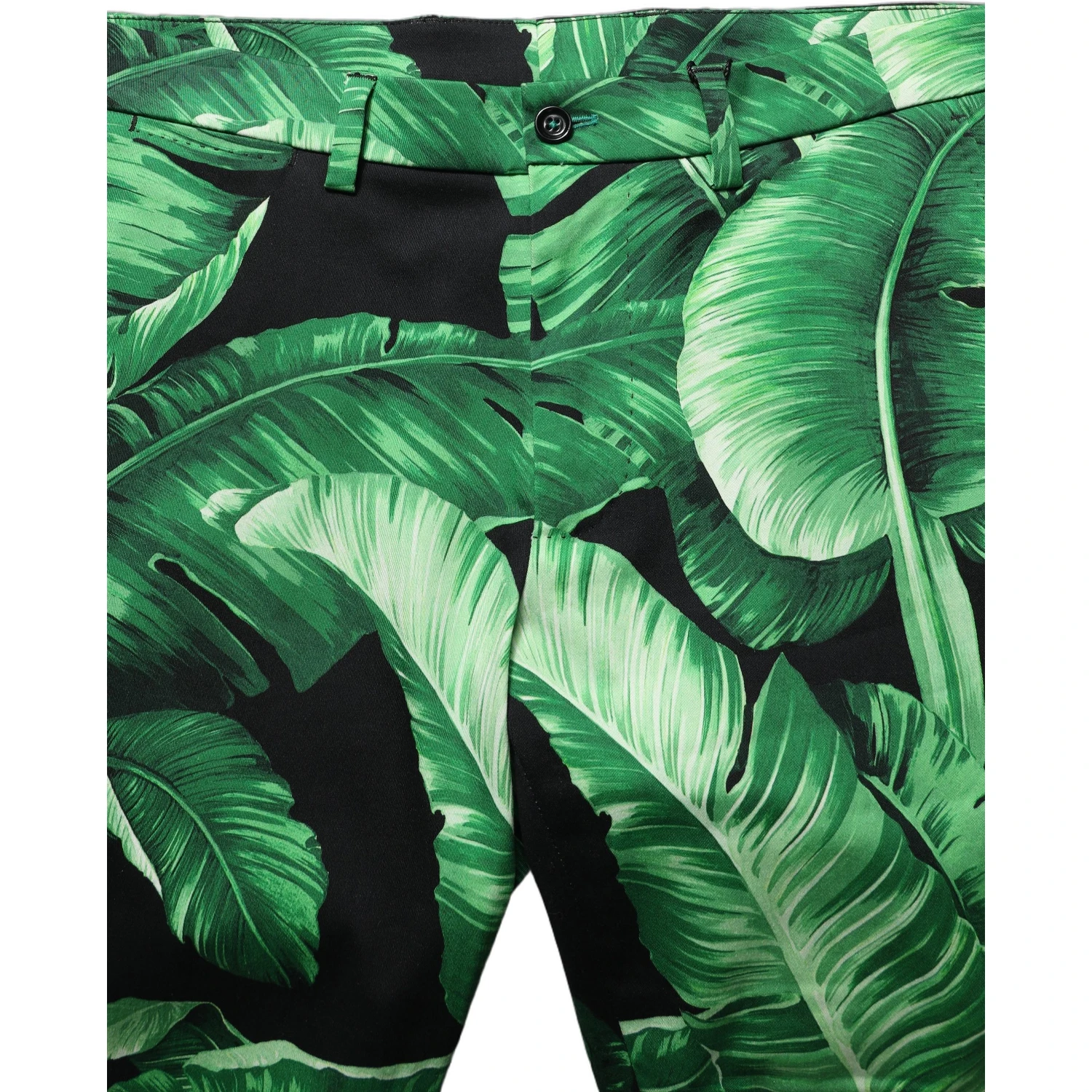 Black Green Banana Leaf Men Bermuda Shorts