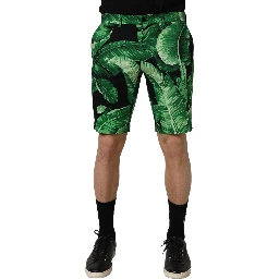 Black Green Banana Leaf Men Bermuda Shorts