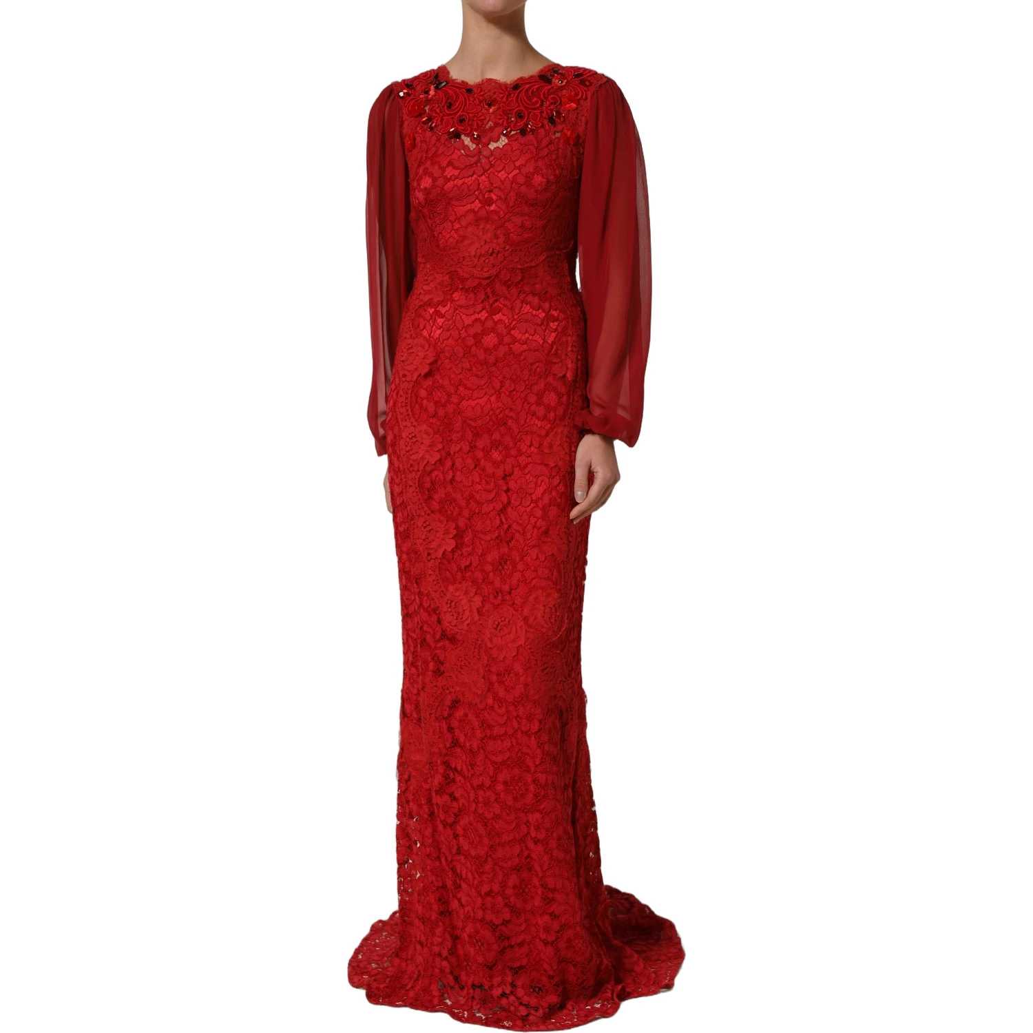 Red Embellished Mermaid Long Gown Dress