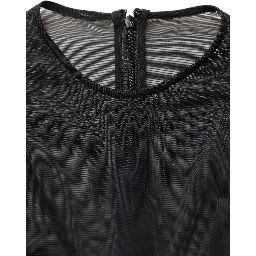 Black Long Sleeve Sheer Fitted Maxi Dress