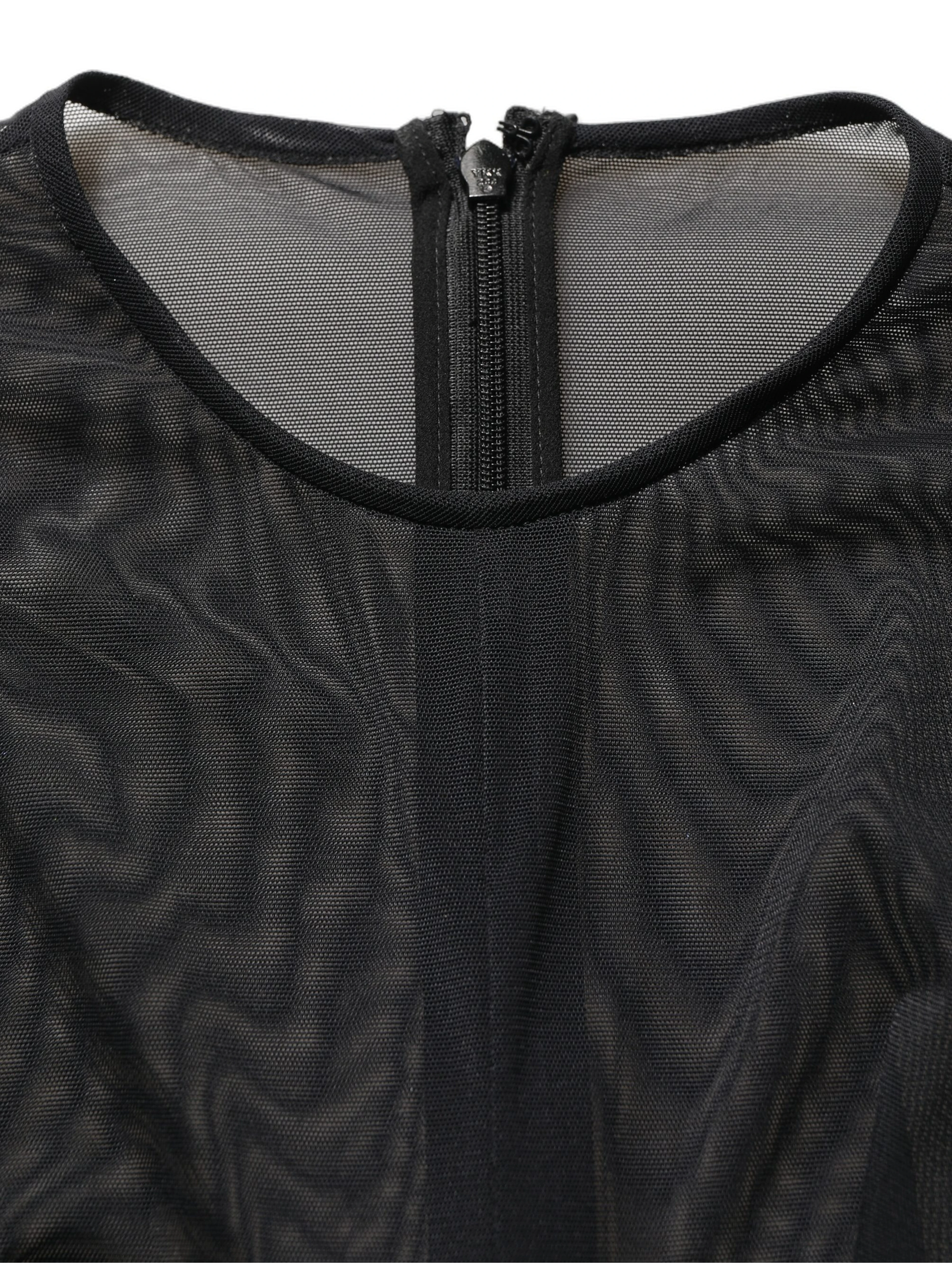 Black Long Sleeve Sheer Fitted Maxi Dress