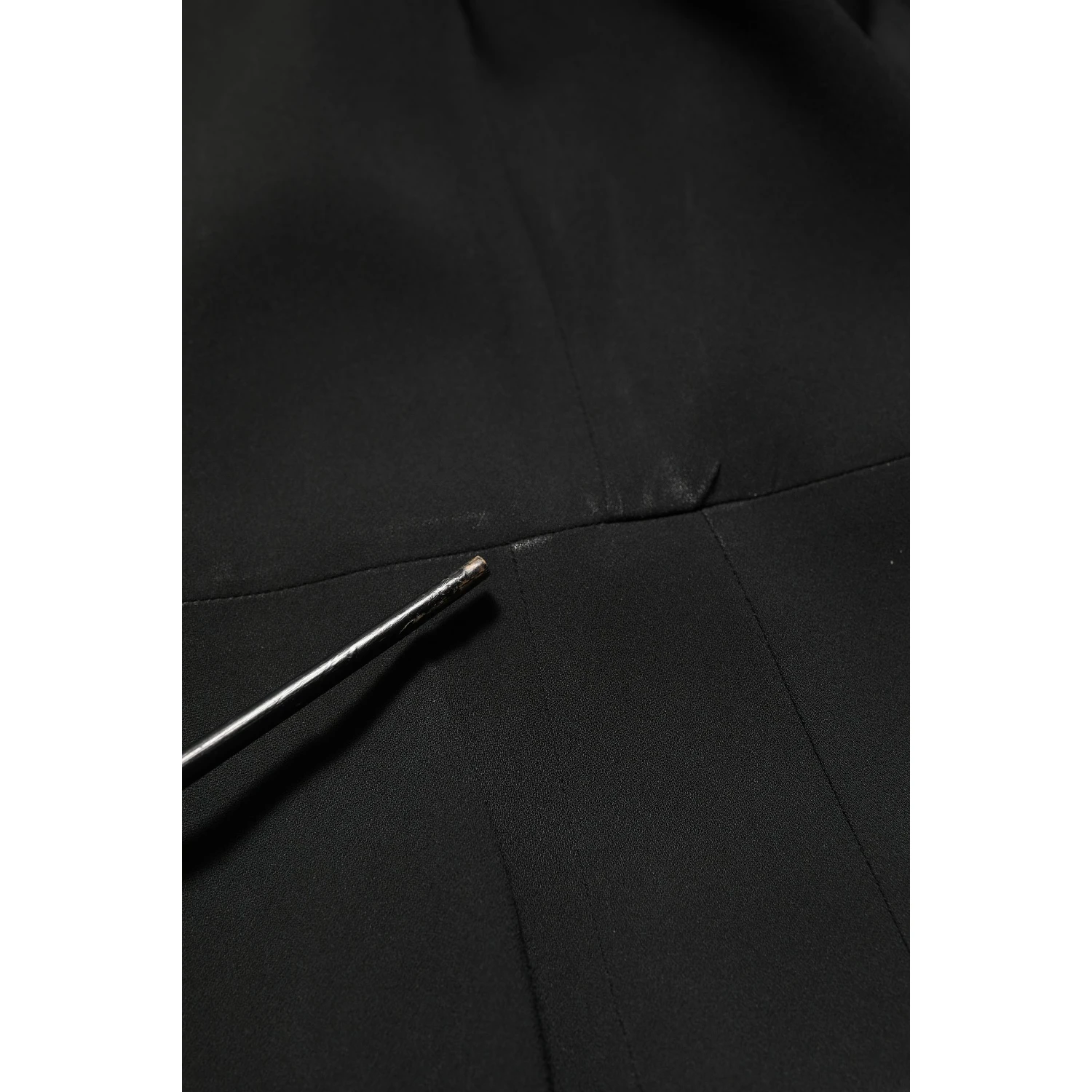 Black Viscose Cropped Sleeves Midi Dress