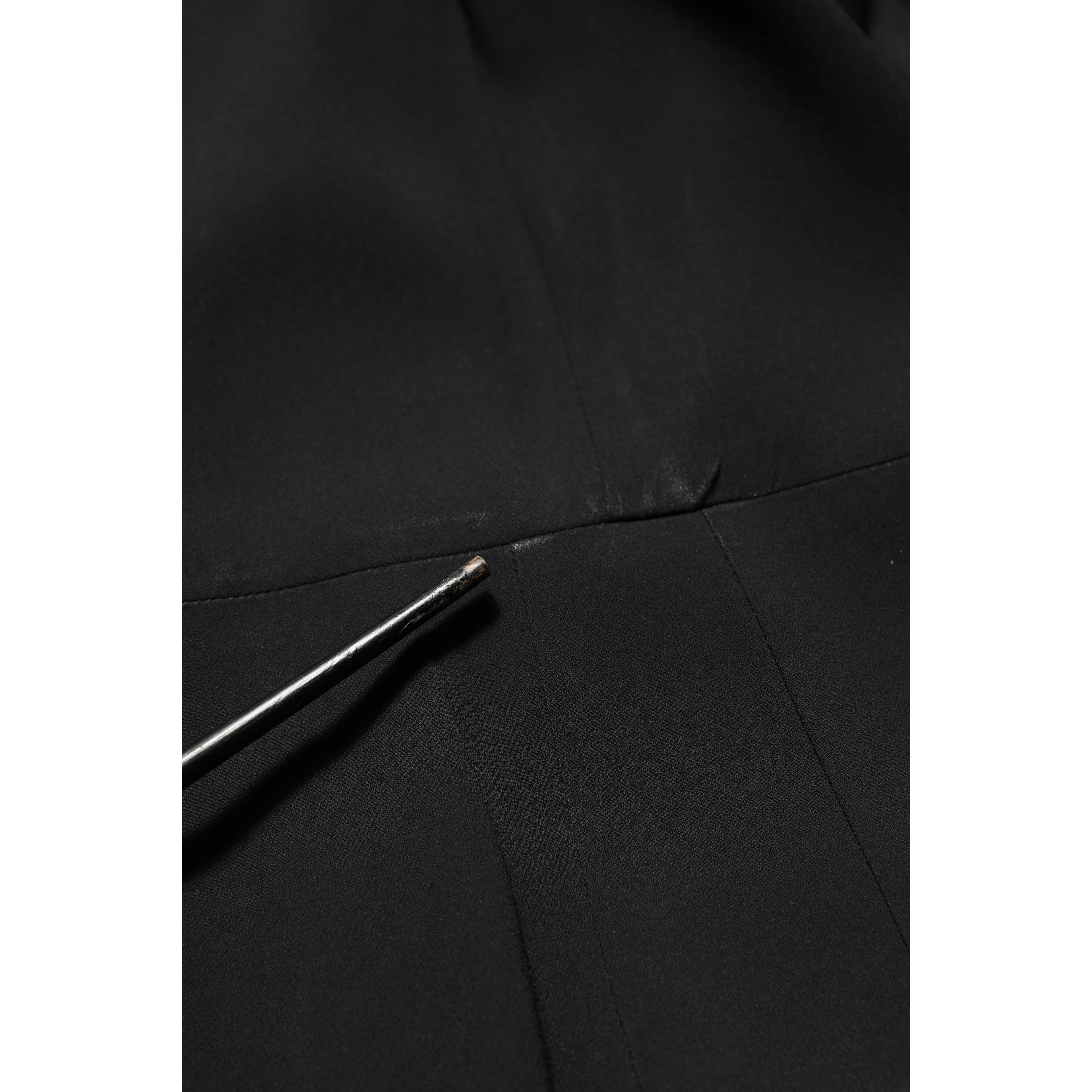 Black Viscose Cropped Sleeves Midi Dress