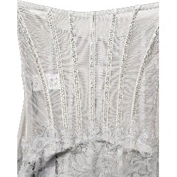 Gray Lace Corset Style Bodice Maxi Dress