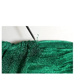 Emerald Green Plissé Evening Gown Dress