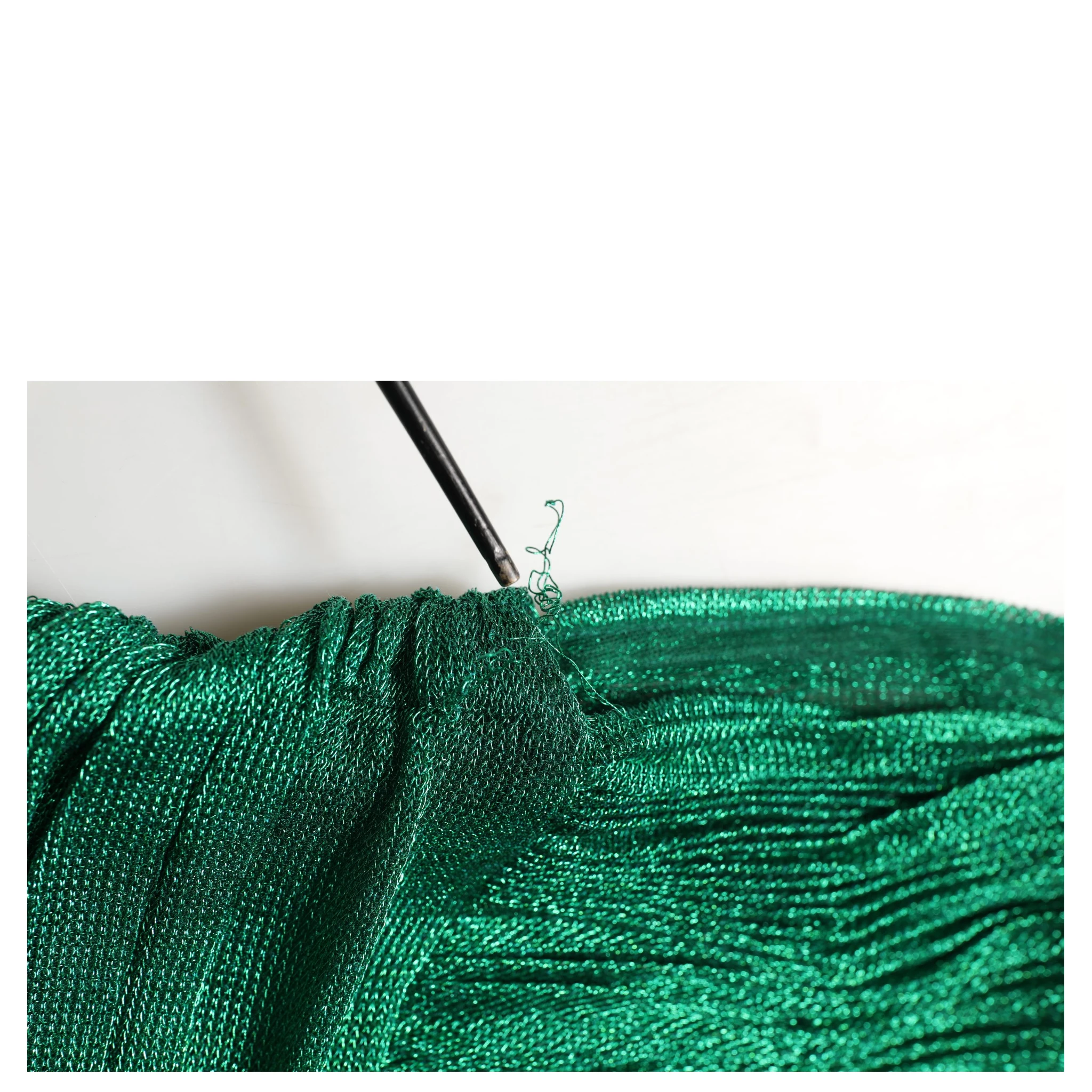 Emerald Green Plissé Evening Gown Dress