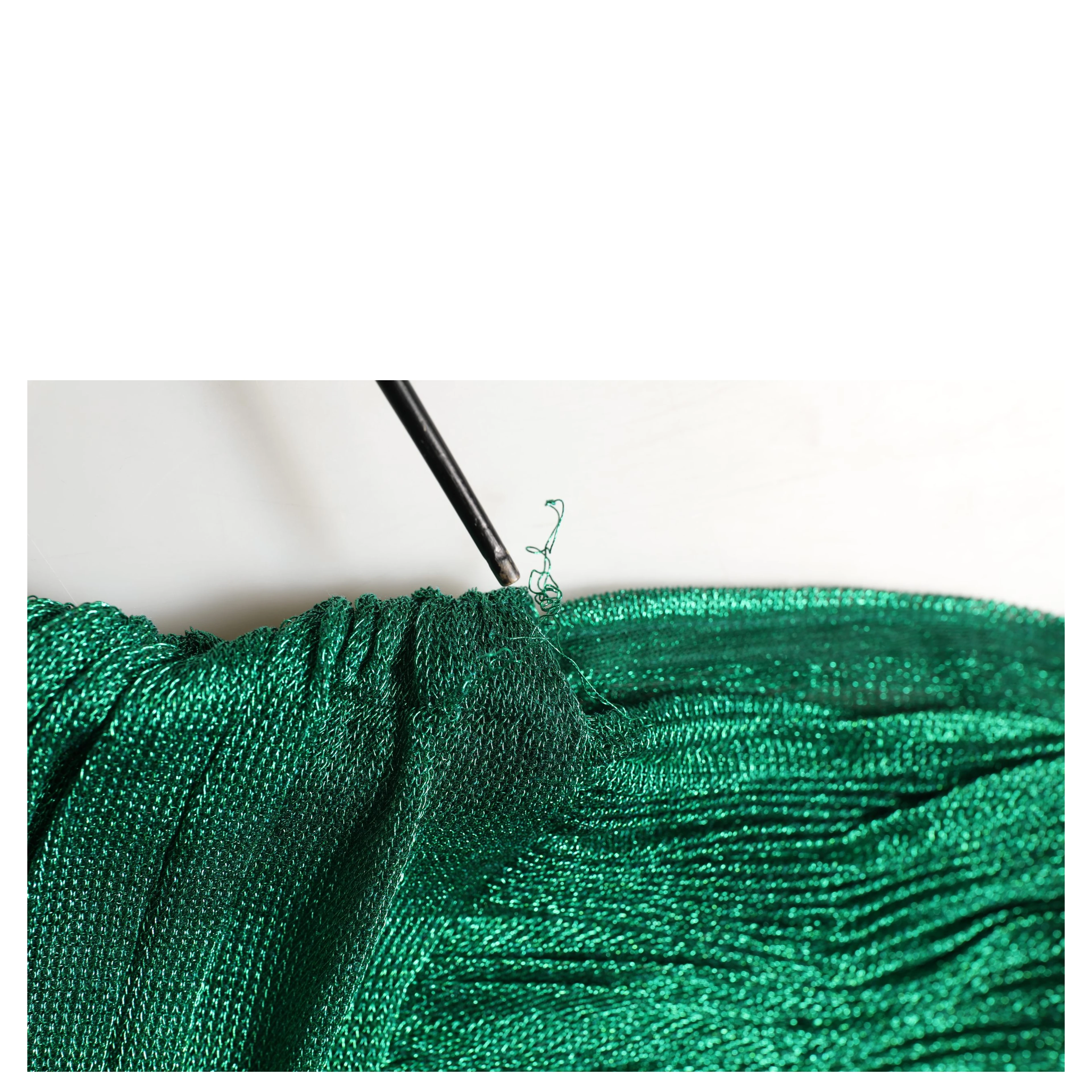 Emerald Green Plissé Evening Gown Dress