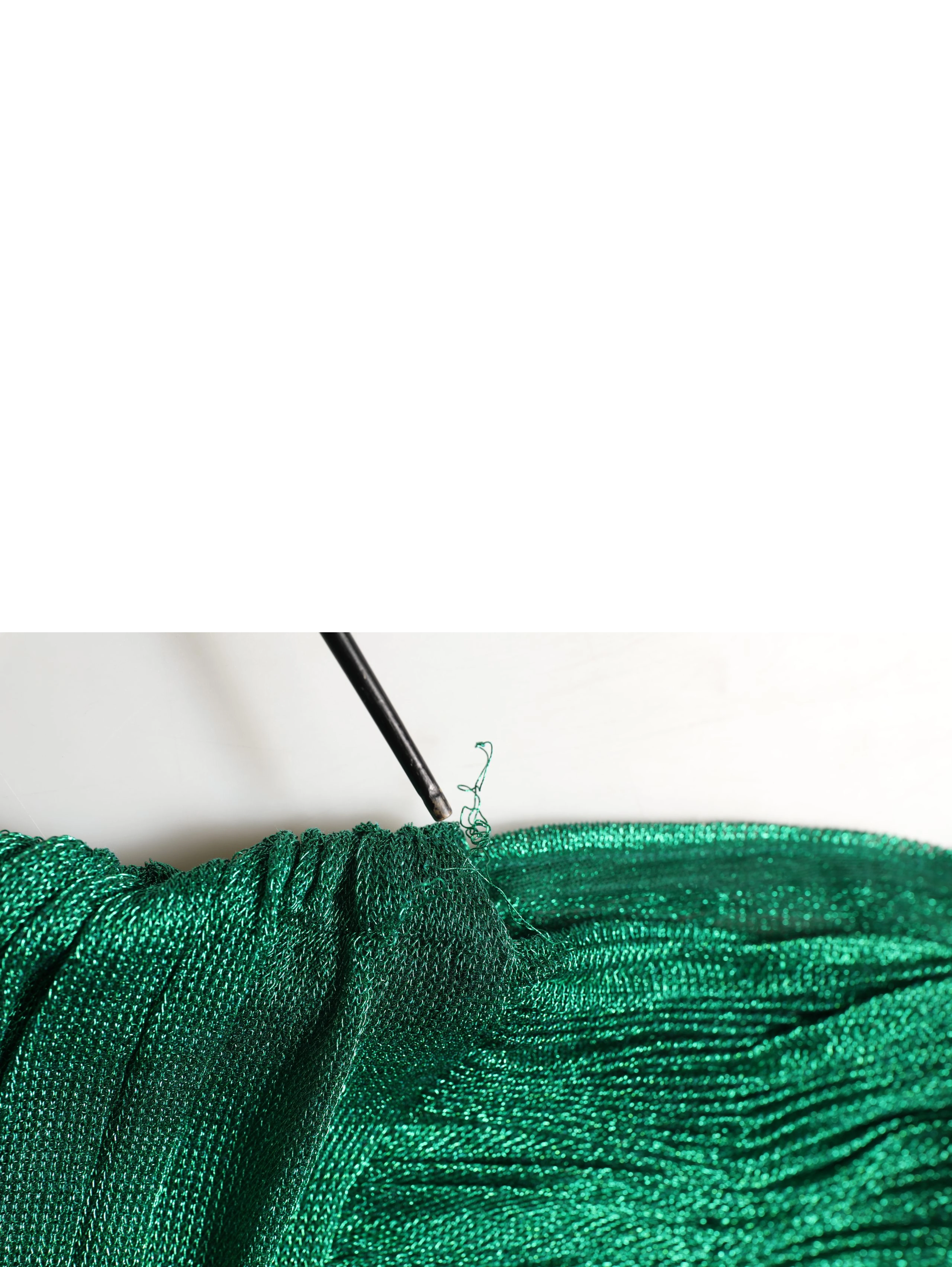 Emerald Green Plissé Evening Gown Dress