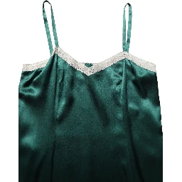 Green Satin Lace Trim Sleeveless Maxi Dress