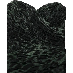 Green Leopard Print Bustier Draped Midi Dress