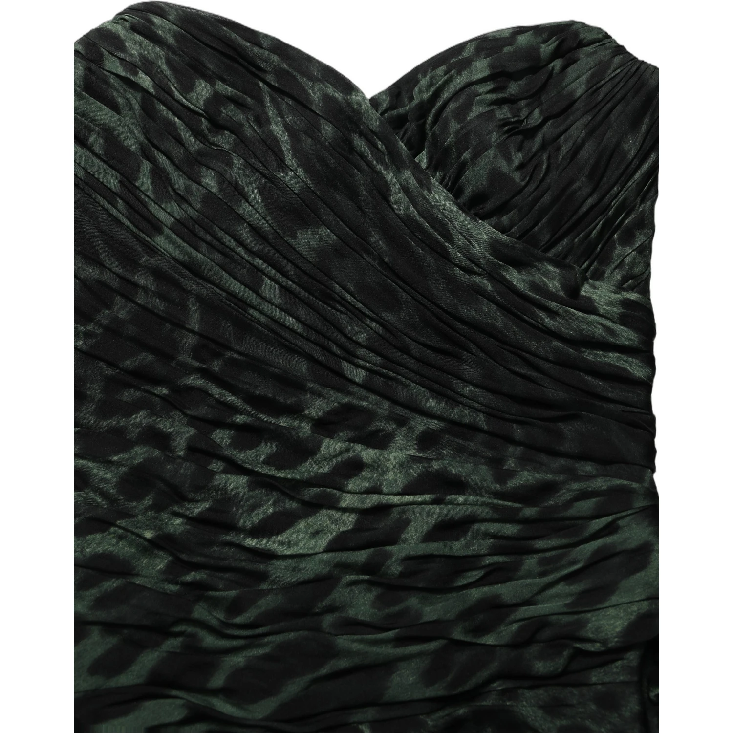 Green Leopard Print Bustier Draped Midi Dress