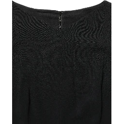 Black Viscose Short Sleeve A-line Midi Dress