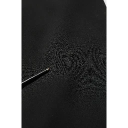 Black Viscose Cropped Sleeves Midi Dress