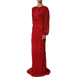 Red Embellished Mermaid Long Gown Dress