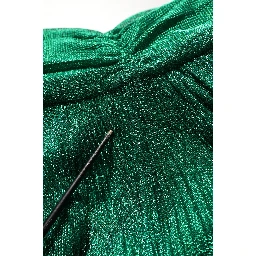 Emerald Green Plissé Evening Gown Dress