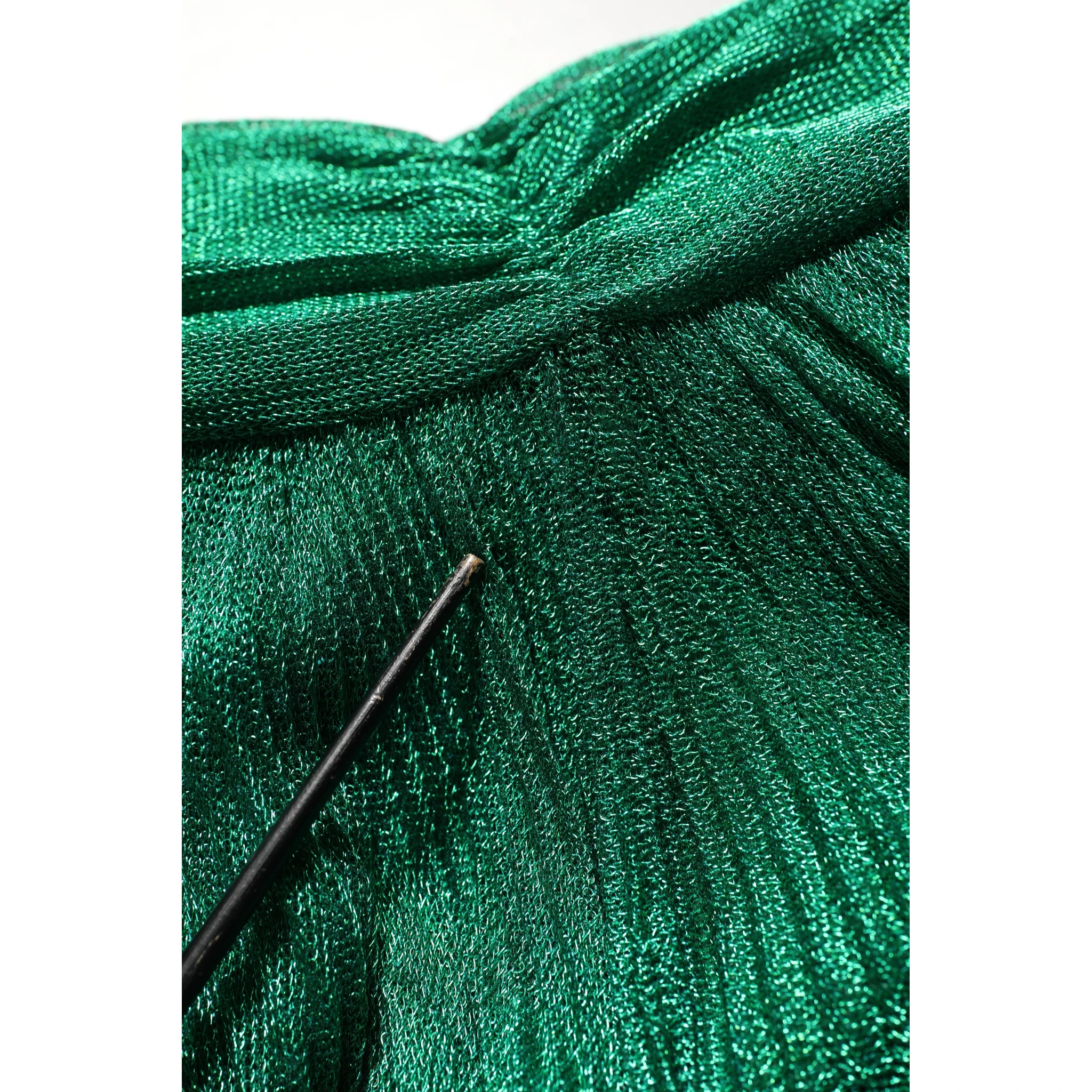 Emerald Green Plissé Evening Gown Dress
