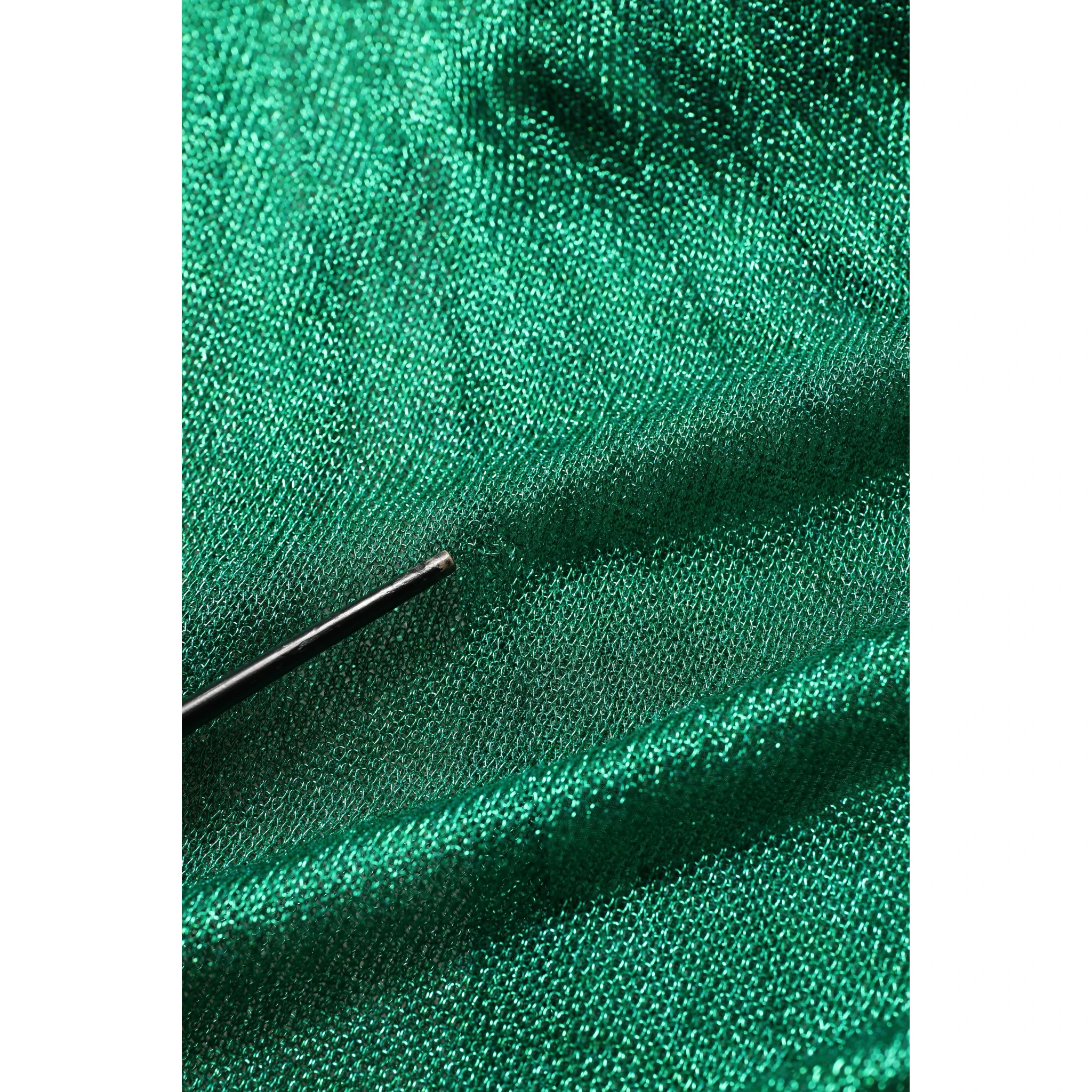 Emerald Green Plissé Evening Gown Dress