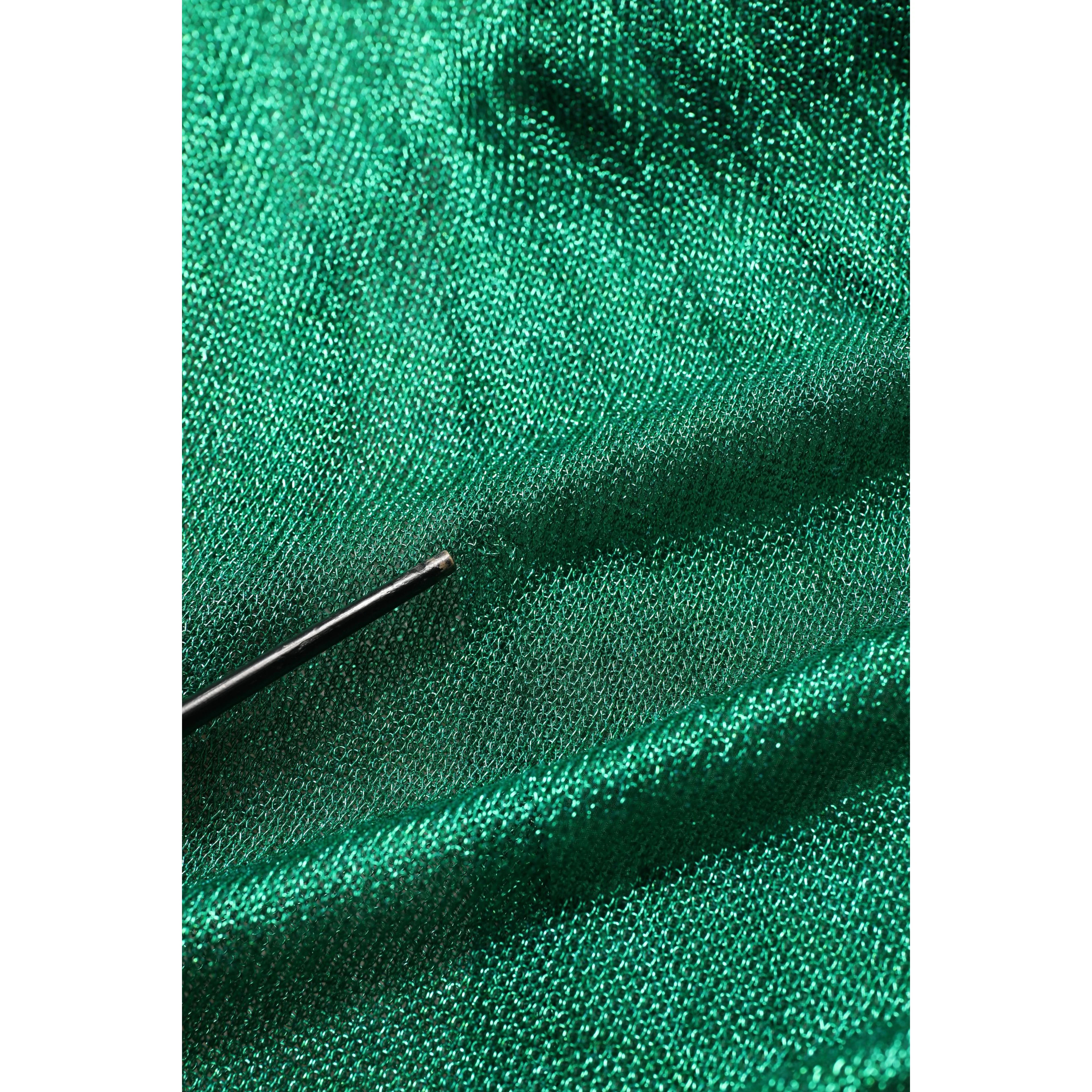 Emerald Green Plissé Evening Gown Dress