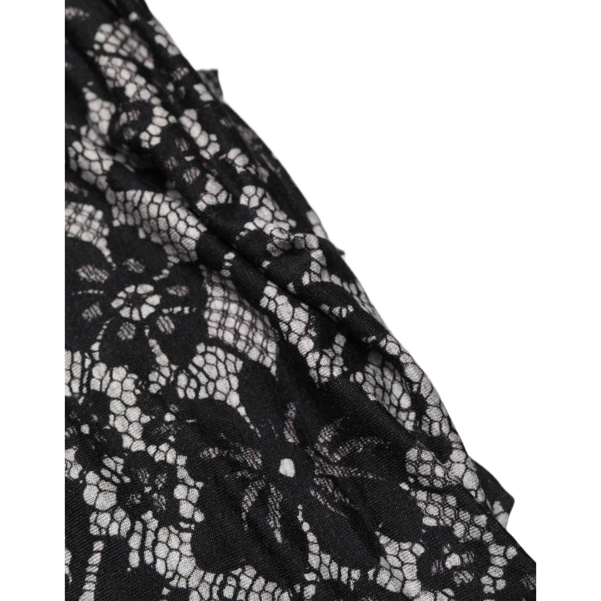 Black White Floral Lace Sleeveless Midi Dress