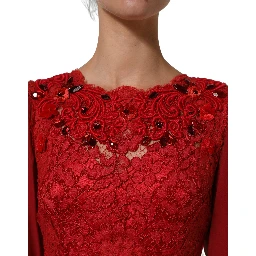 Red Embellished Mermaid Long Gown Dress