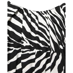 Black White Zebra Ruched Silk Mini Dress