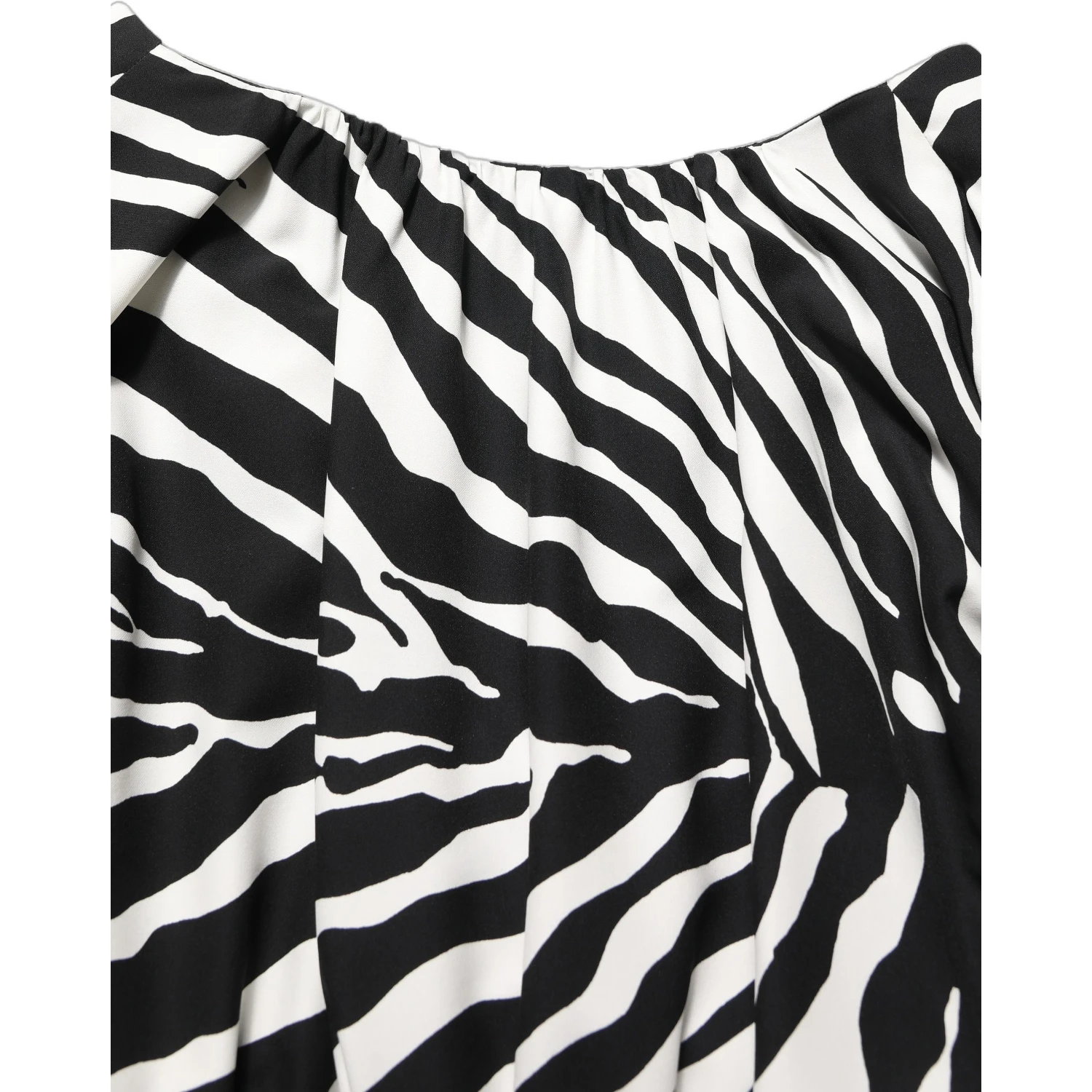 Black White Zebra Ruched Silk Mini Dress