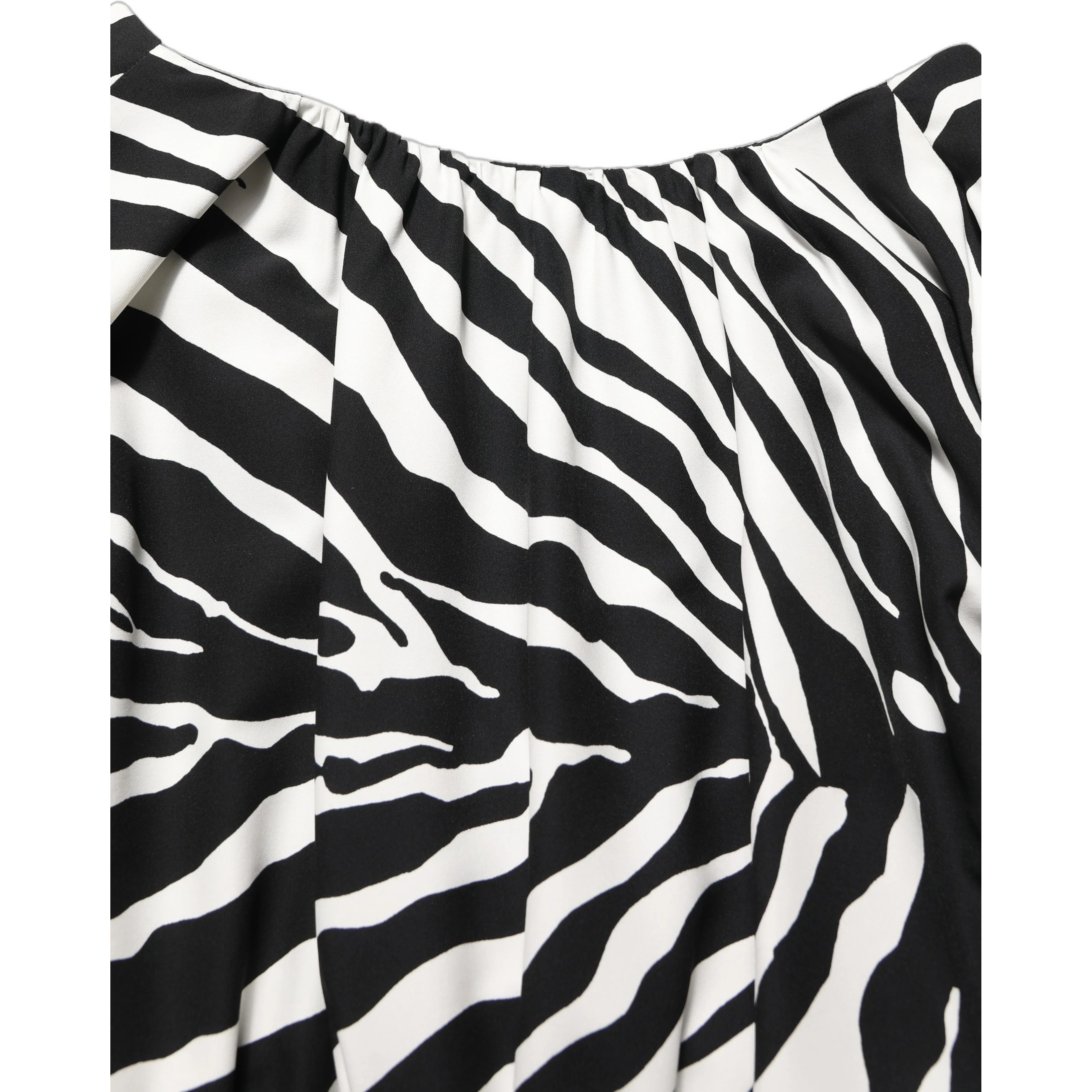 Black White Zebra Ruched Silk Mini Dress
